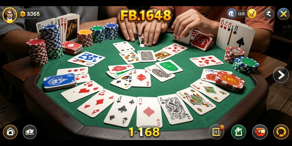 Tangkapan layar gameplay seru FB168 yang menunjukkan permainan Gaple.