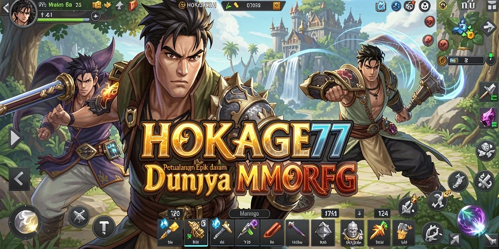 Screenshot gameplay HOKAGE77 yang menampilkan aksi pertarungan seru.