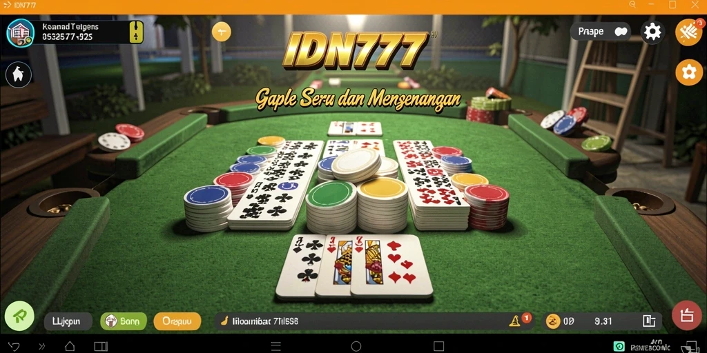 Tampilan gameplay menarik dari IDN777 dengan desain Gaple yang klasik.