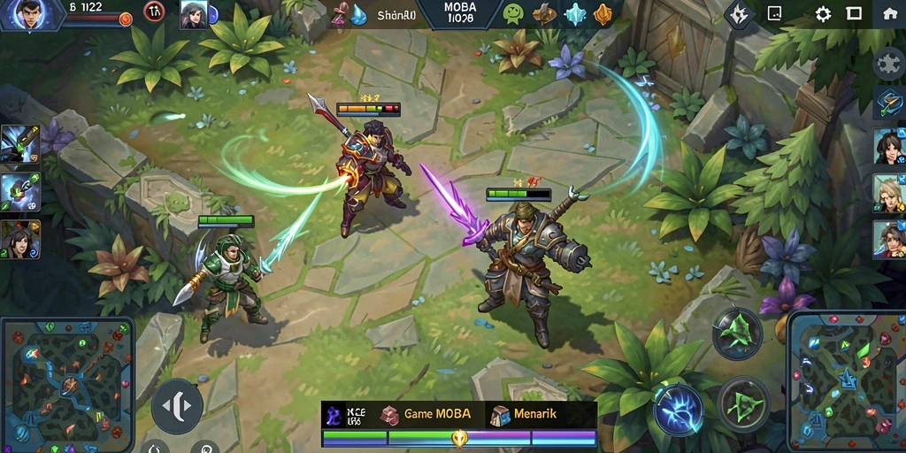 Gameplay seru dengan aksi MOBA yang mendebarkan.