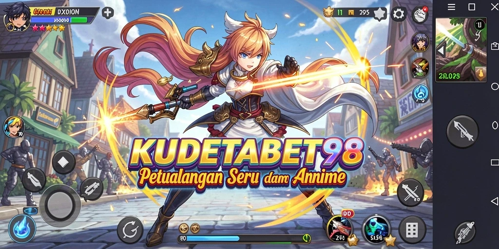 Tangkapan layar gameplay KUDETABET98 menampilkan aksi mendebarkan di dunia Anime.