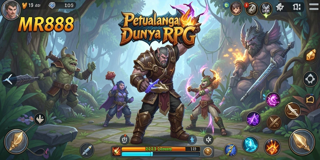 Screenshot MR888 menampilkan aksi seru dalam pertarungan RPG.