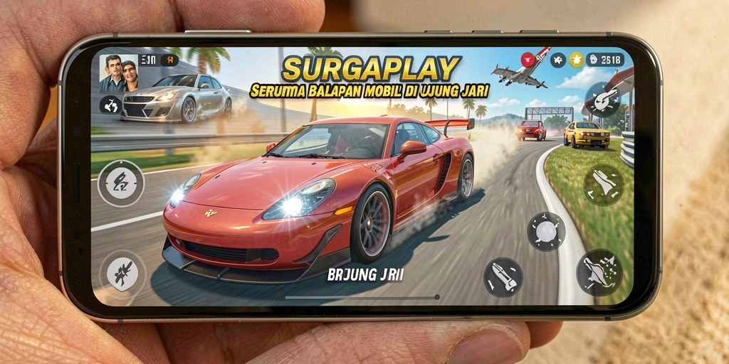 Tampilan gameplay <strong>SURGAPLAY</strong> yang penuh aksi dan kecepatan balapan.