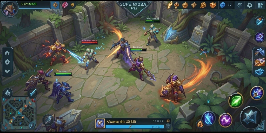 Tampilan gameplay seru SURYA898 dalam arena MOBA.
