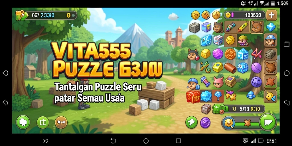 Screenshot menampilkan gameplay seru VITA555 dengan puzzle yang menarik.